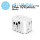 MiTEC MiTRAVEL World Travel Adapter - UK/EU/USA/AUS - White-3