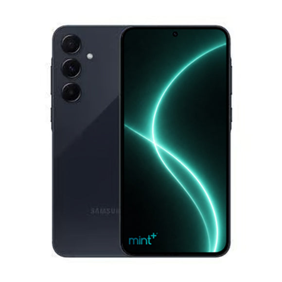 photo of Samsung Galaxy A55 5G dark blue with mint+ wallpaper
