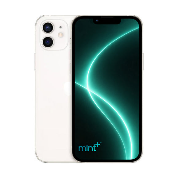 Photo of iPhone 12 mini white with mint+ wallpaper